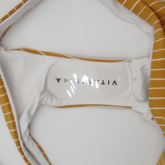Sold! Vitamin A Neutra Triangle Top and Luciana Bottom Bikini Set Dorada Stripe - Picture 12 of 16